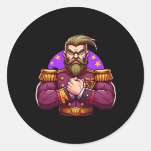 General Flexing Muscles Fan Lover Bodybuilding Gym Classic Round Sticker