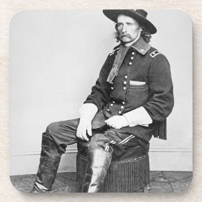 General George A. Custer (b/w photo) Coaster (Front)