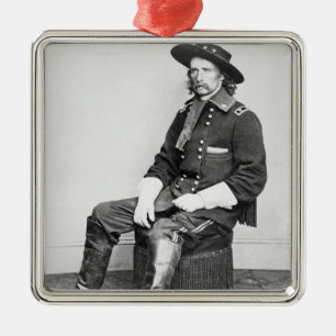 General George A. Custer (b/w photo) Metal Tree Decoration