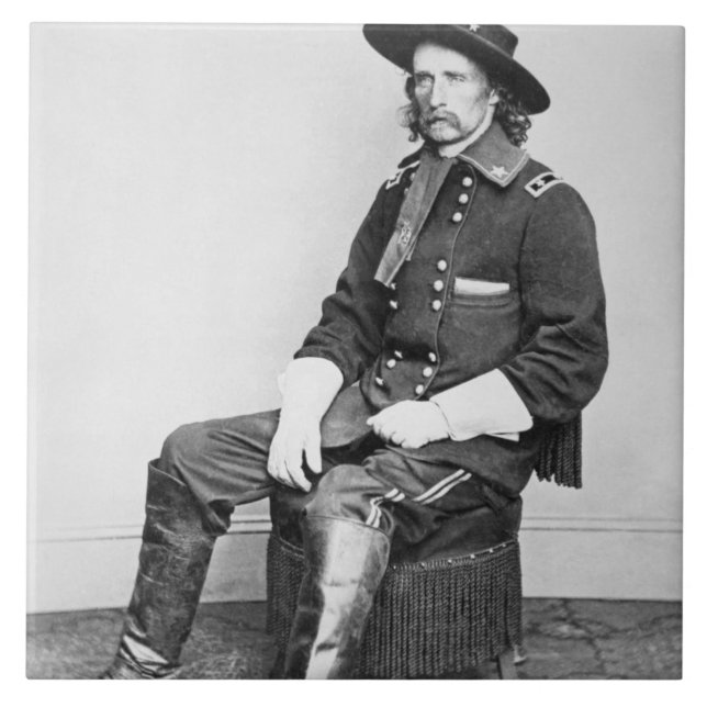 General George A. Custer (b/w photo) Tile (Front)