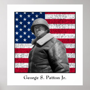 General George S. Patton and The U.S. Flag Poster