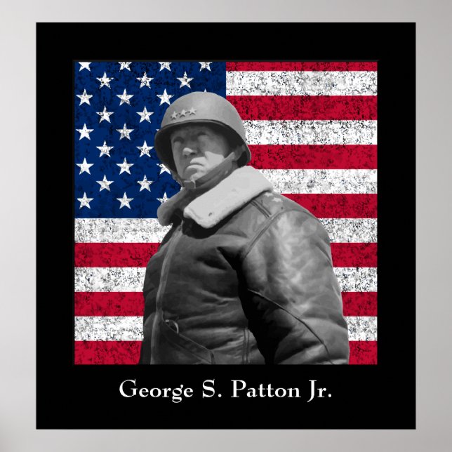 General George S. Patton and The U.S. Flag Poster (Front)