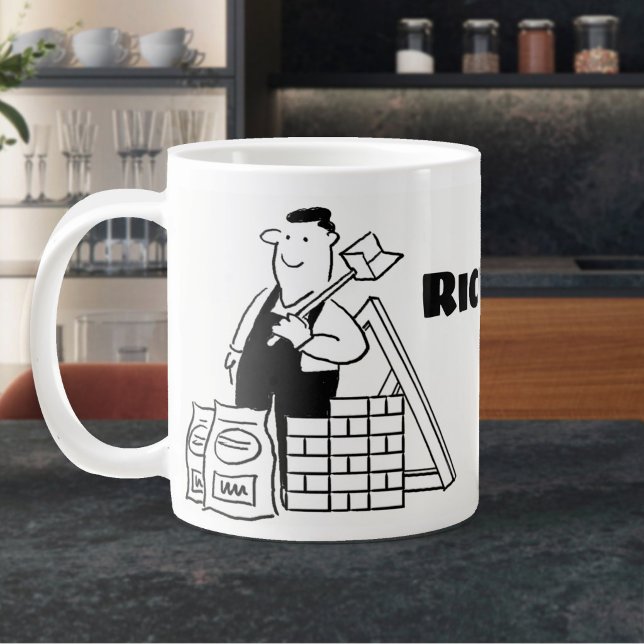General House Builder Cartoon Large Coffee Mug (Large Mug for a Builder)