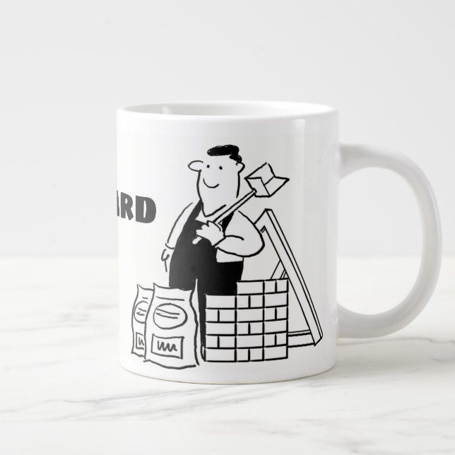 General House Builder Cartoon Large Coffee Mug (Right)