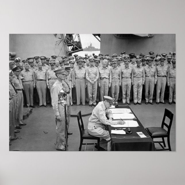 General MacArthur Signing The Japanese Surrender Poster (Front)