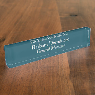 General Manager Dark Teal Acrylic Nameplate