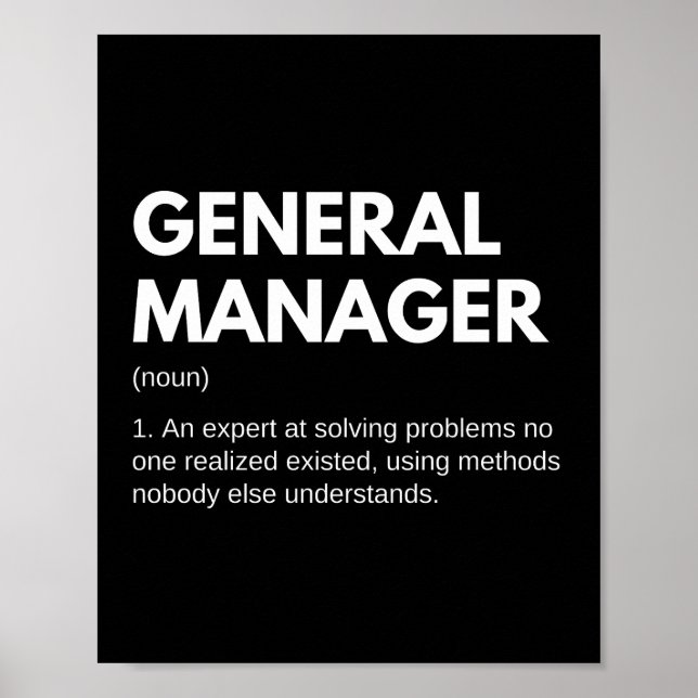 General Manager Funny Definition Poster (Front)