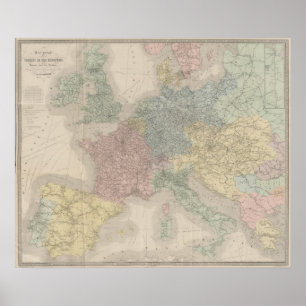 General map of European Railways Poster