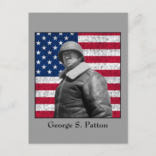 General Patton and The American Flag Postcard (Front)