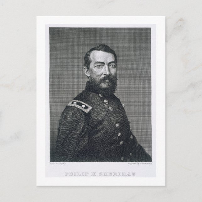 General Philip Sheridan, engraved from a photograp Postcard (Front)