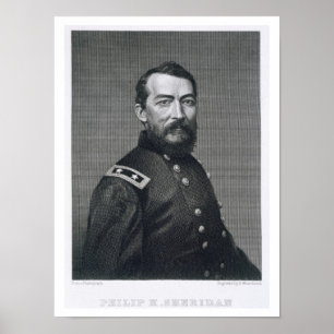 General Philip Sheridan, engraved from a photograp Poster
