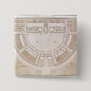 General plan of the salt works in 'ideal city' 15 cm square badge