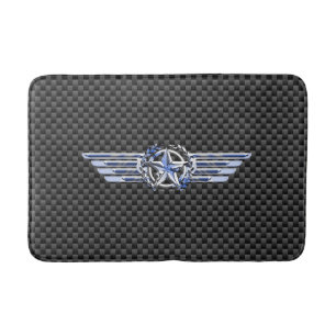 General Private Air Pilot Chrome Like Star Wings Bath Mat