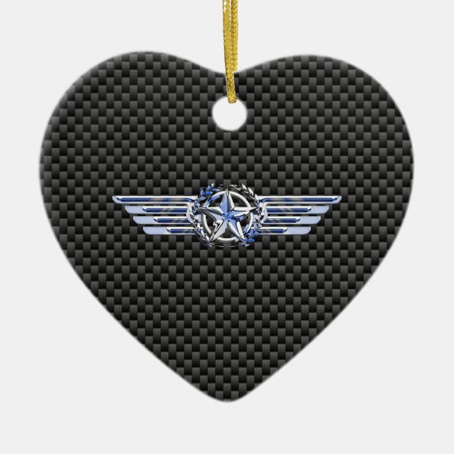 General Private Air Pilot Chrome Like Star Wings Ceramic Tree Decoration (Front)