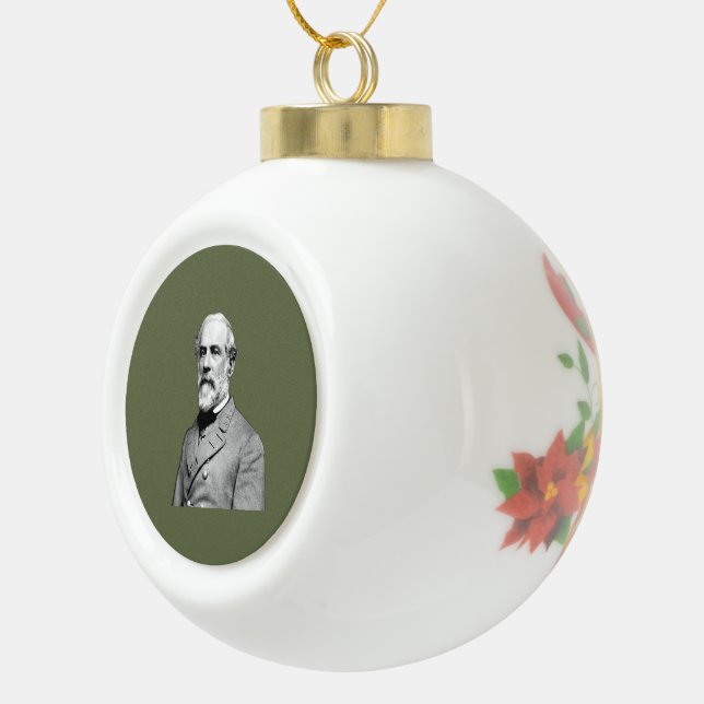 General ⚔️🎩 Robert E. Lee Army Green Ceramic Ball Christmas Ornament (Right)