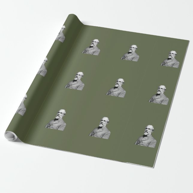 General ⚔️🎩 Robert E. Lee Army Green Wrapping Paper (Unrolled)