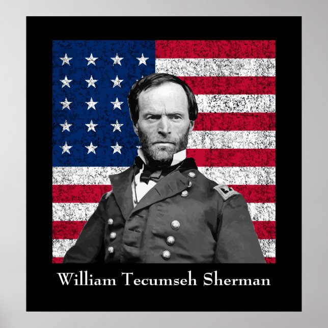 General Sherman and The American Flag Poster (Front)