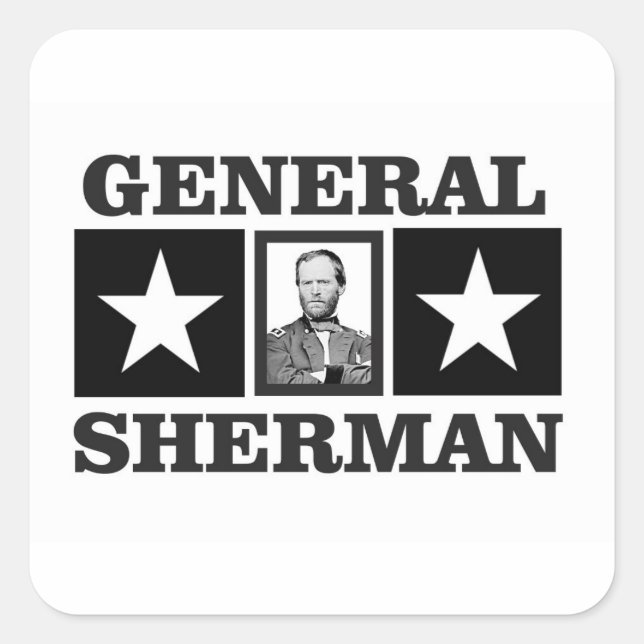 general Sherman art Square Sticker (Front)