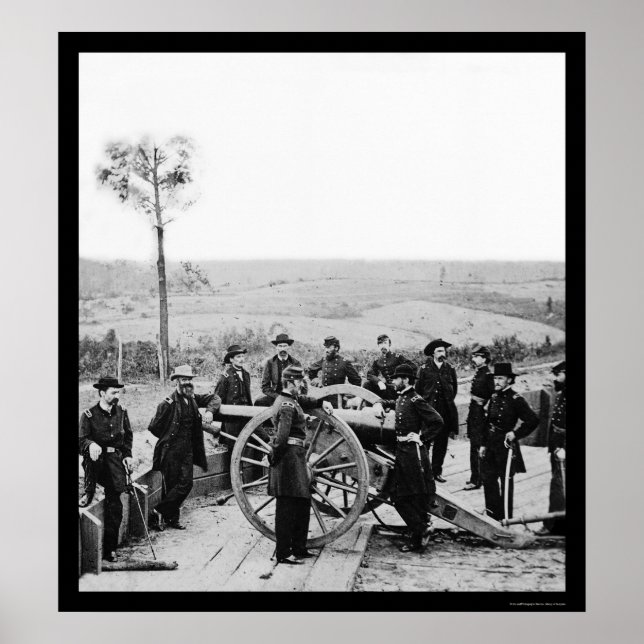 General Sherman Leaning on a Gun in Atlanta 1864 Poster (Front)