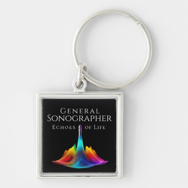 General Sonographer-Colourful Ultrasound Waves Key Ring (Front)