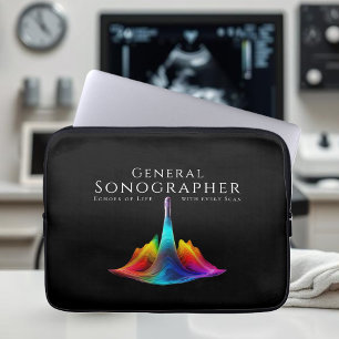 General Sonographer-Colourful Ultrasound Waves Laptop Sleeve