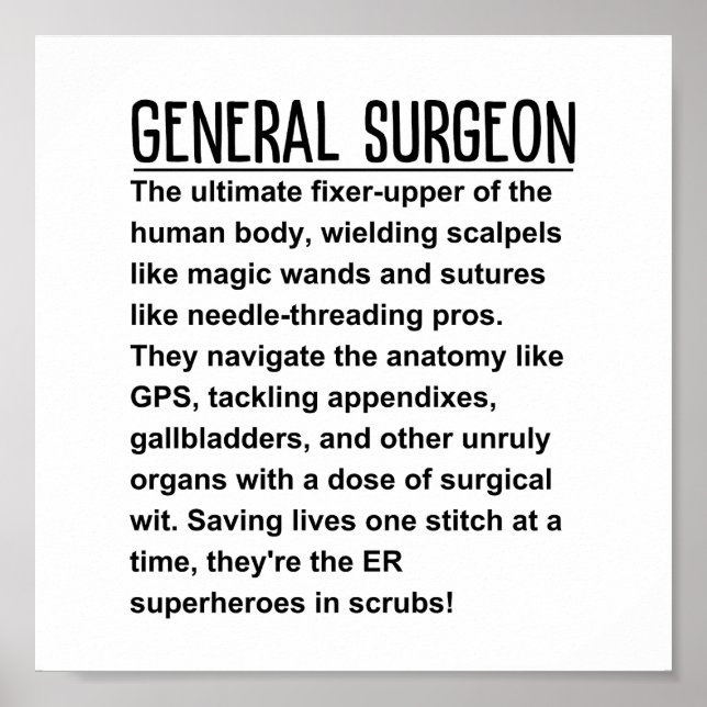 General surgeon  poster (Front)