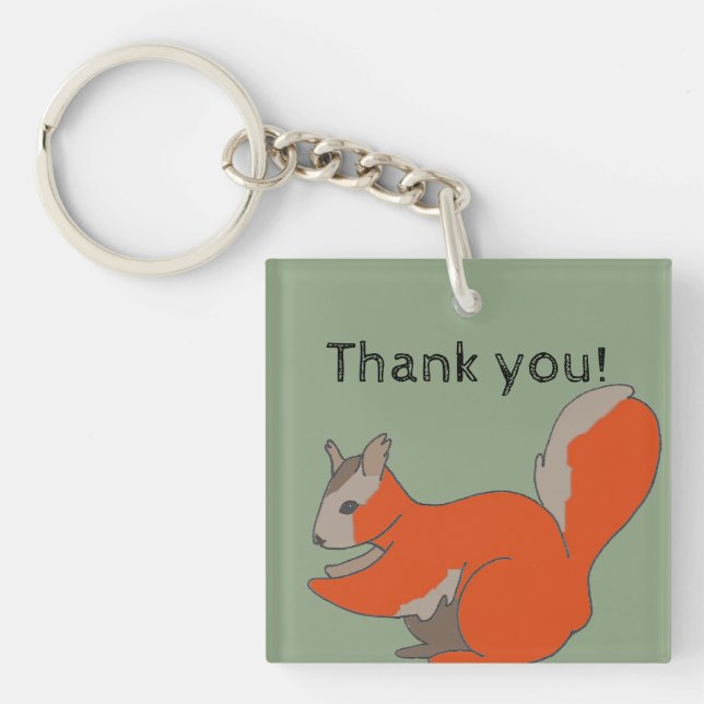 General Thank You Appreciation Artistic Squirrel Key Ring (Front)
