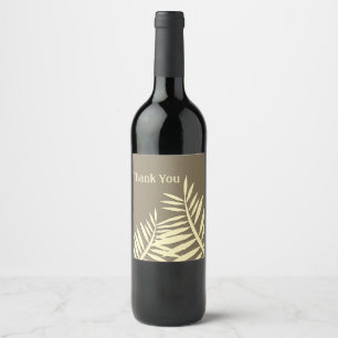 General Thank You Leaf Silhouette Brown Nature Wine Label
