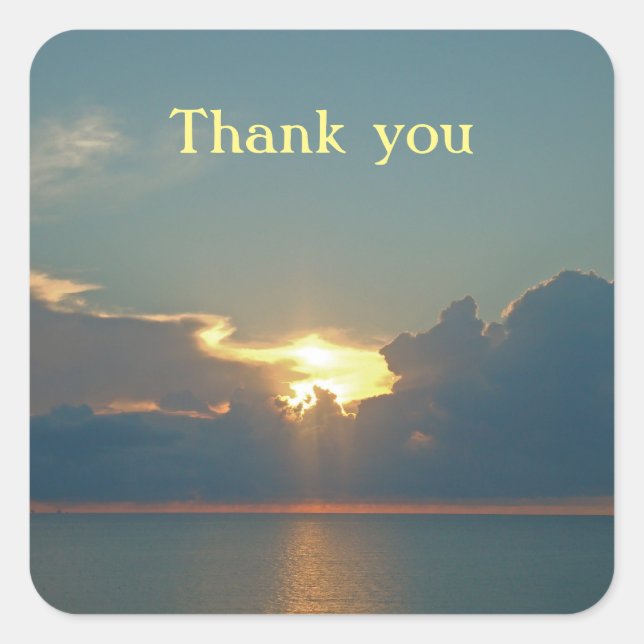 General Thank You Sunset Over Pacific Ocean Photo Square Sticker (Front)