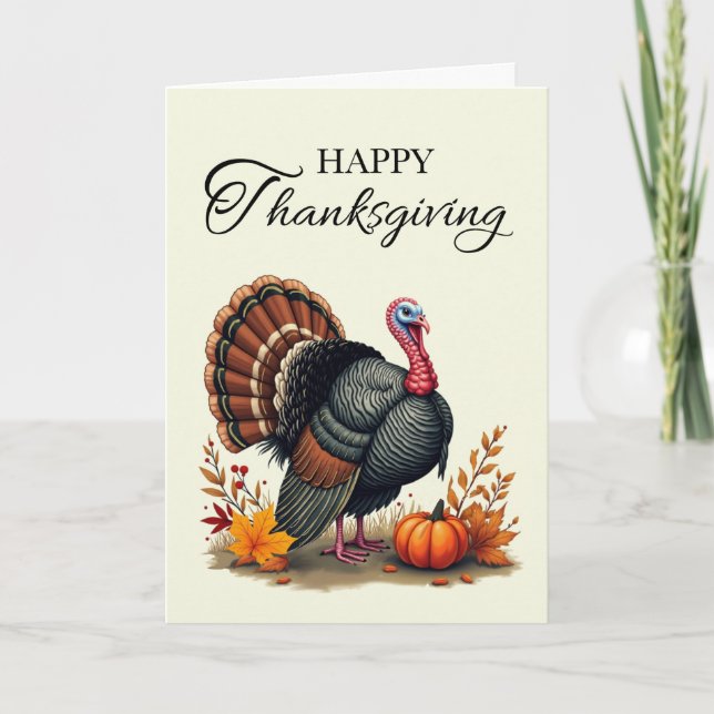 General Thanksgiving Warm Wishes with Turkey Card (Front)