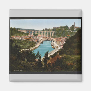 General view, Dinan, France vintage Photochrom Magnet