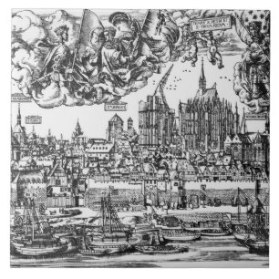 General View of Cologne, 1531 (engraving) (b/w pho Tile