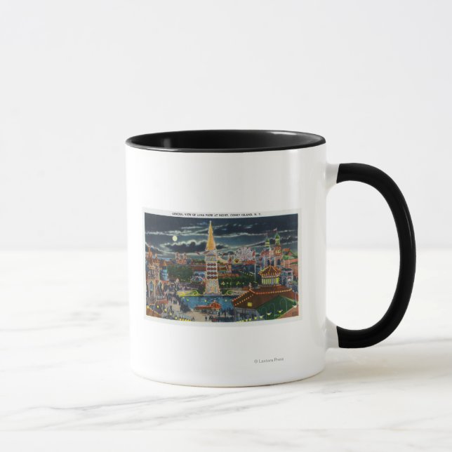 General View of Luna Park at Night Mug (Right)