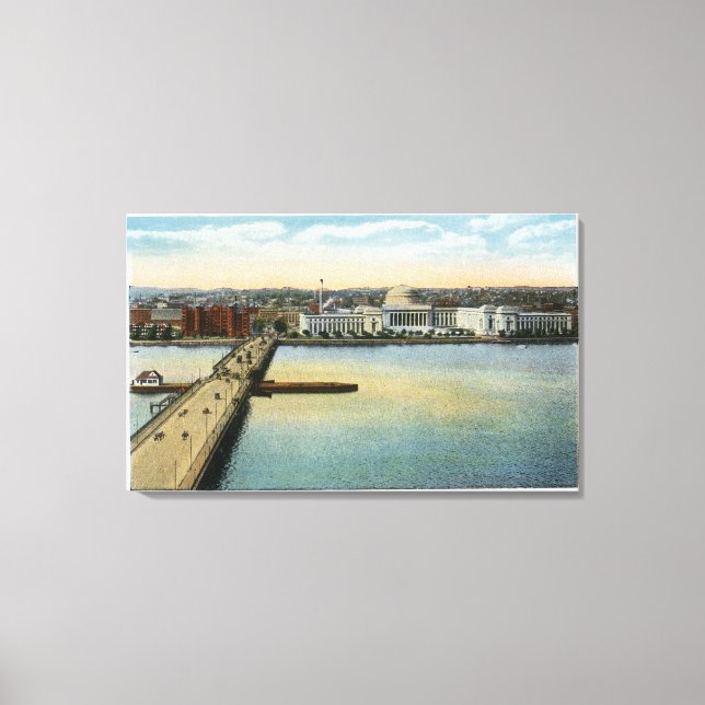 General View of MIT and Harvard Bridge, Canvas Print (Front)