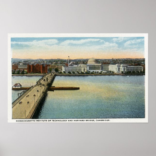 General View of MIT and Harvard Bridge, Poster (Front)