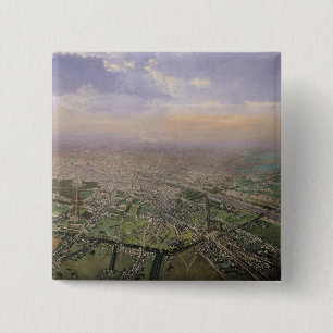 General view of Paris from a hot-air balloon 15 Cm Square Badge