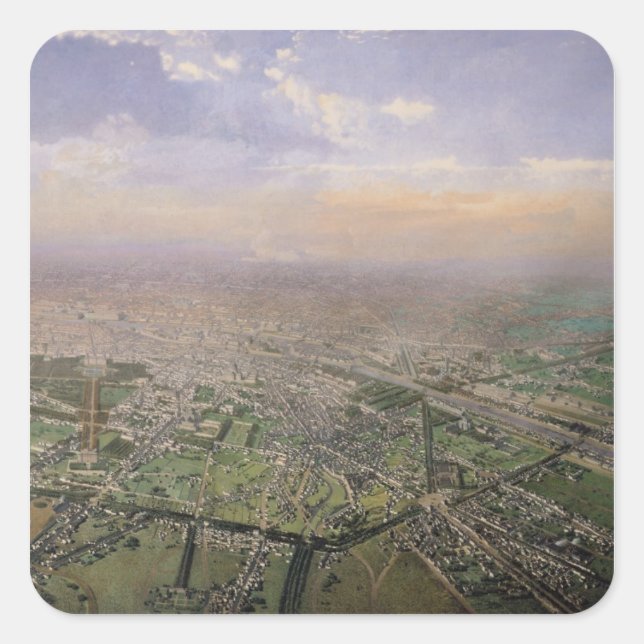 General view of Paris from a hot-air balloon Square Sticker (Front)