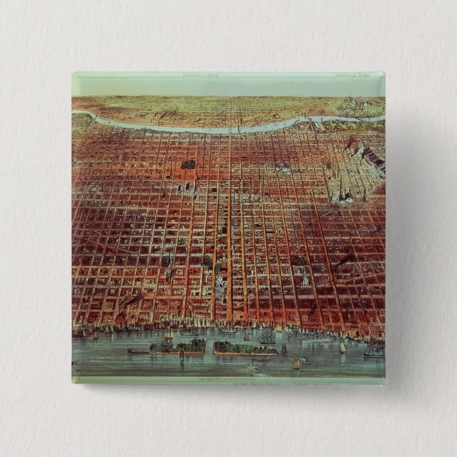 General View of Philadelphia, 1875 15 Cm Square Badge (Front)