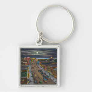 General View of Surf Avenue at Night Key Ring