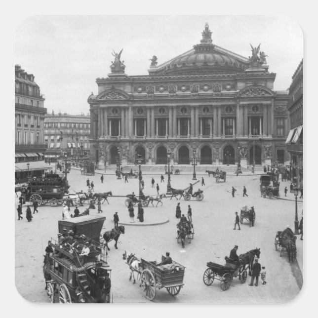 General view of the Paris Opera House Square Sticker (Front)