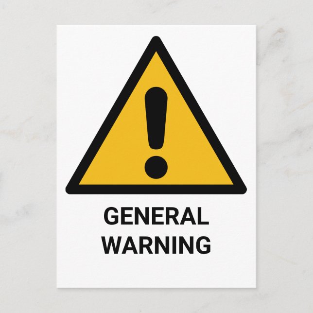 General Warning Label, Hazard Notice Postcard (Front)