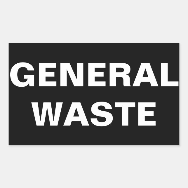 General Waste Sign Rectangular Sticker (Front)