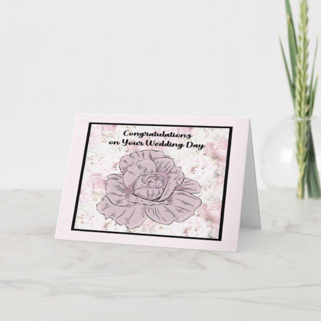 General Wedding Card with Lavender Rose & Flowers (Front)