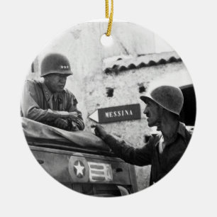 Generaly George S. Patton and Colonel Lyle Bernard Ceramic Tree Decoration