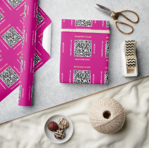 Generate QR Code Business Name Website, Fuchsia Wrapping Paper