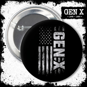 Generation X Gen Xer Gen X American Flag Gen X 6 Cm Round Badge