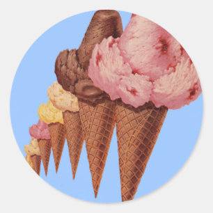 generations of ice cream cones classic round sticker