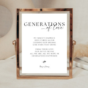 Generations of love Modern Elegant Wedding Sign