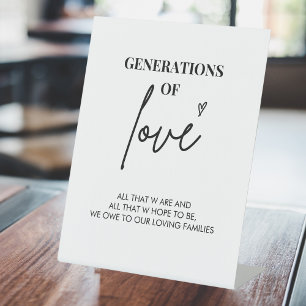 Generations of Love Modern Wedding Table Sign
