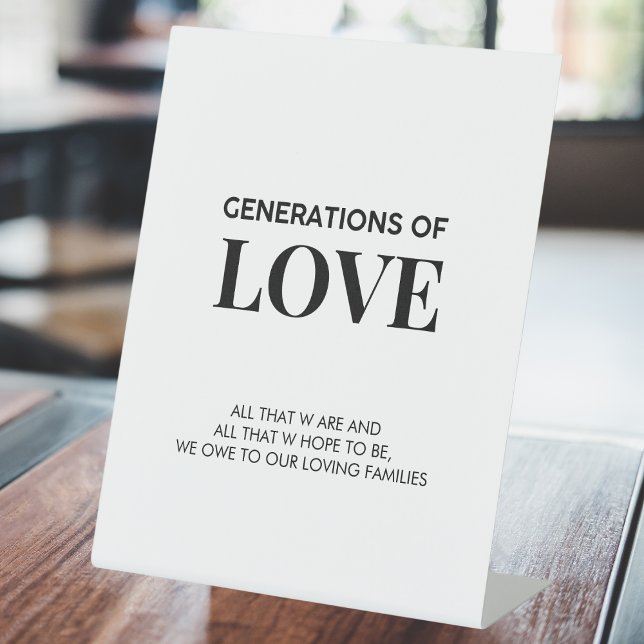 Generations of Love | Modern Wedding Table Sign (Creator Uploaded)